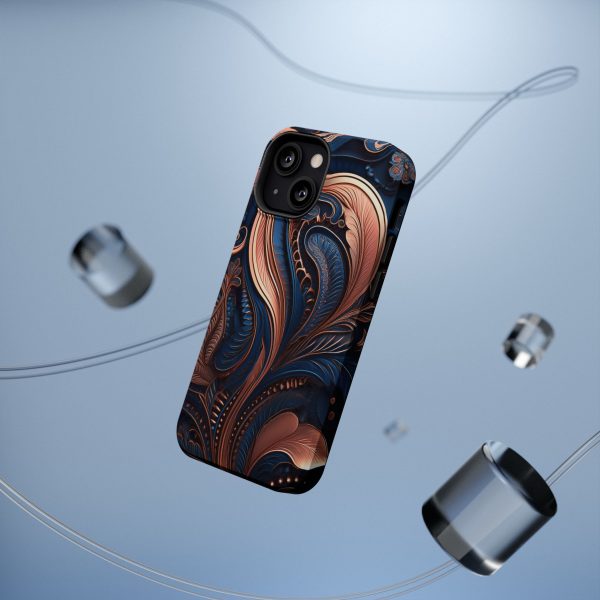 Blue Gold Paisley BRG8 - Custom Magnetic Tough Case for iPhone - Dual Layer Protection with MagSafe® Compatibility - Matte or Glossy Finish - Image 60