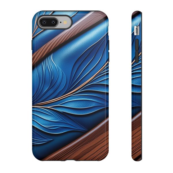 Blue Leather iPhone | Samsung | Samsung Galaxy | Google Pixel - Cell Phone Tough Cases - Image 3