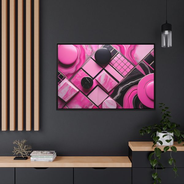 Pink And Black Abstract 2 Matte Canvas, Black Frame - Image 40