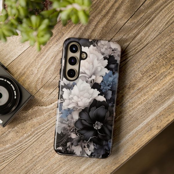 Black and White Flowers iPhone | Samsung | Samsung Galaxy | Google Pixel - Cell Phone Tough Cases - Image 199