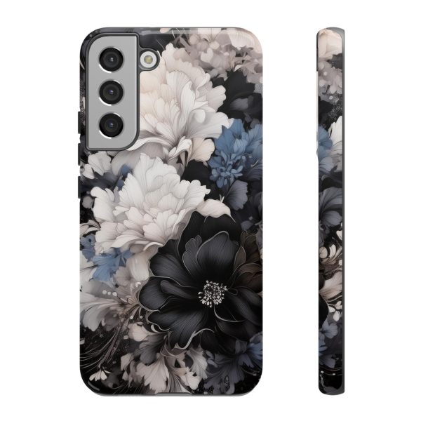 Black and White Flowers iPhone | Samsung | Samsung Galaxy | Google Pixel - Cell Phone Tough Cases - Image 81