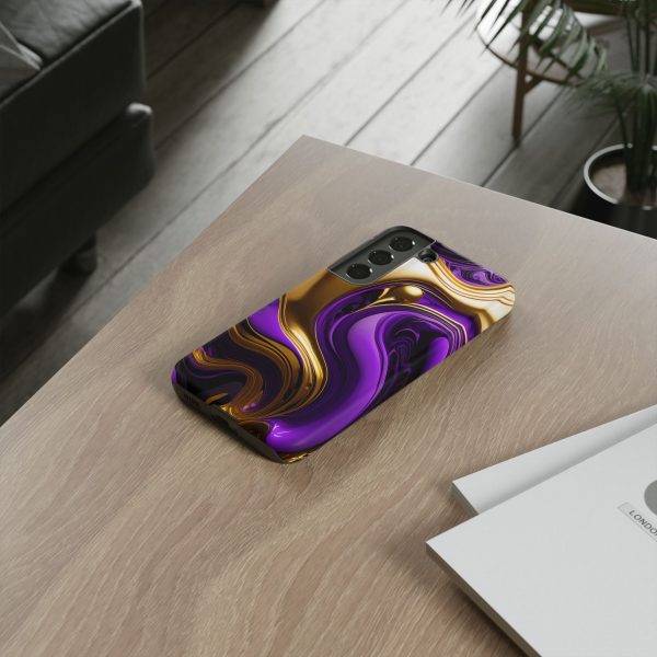 Purple and Gold Liquid iPhone | Samsung | Samsung Galaxy | Google Pixel - Cell Phone Tough Cases - Image 80