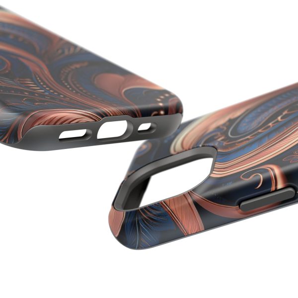 Blue Gold Paisley BRG8 - Custom Magnetic Tough Case for iPhone - Dual Layer Protection with MagSafe® Compatibility - Matte or Glossy Finish - Image 89