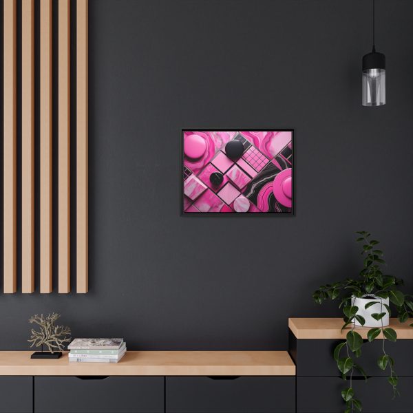 Pink And Black Abstract 2 Matte Canvas, Black Frame - Image 20