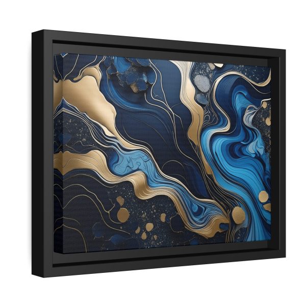 Blue Gold Abstract Art 1 Matte Canvas, Black Frame - Image 2