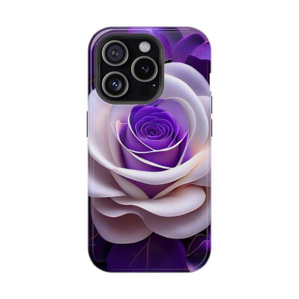 Purple and White Custom Magnetic Tough Case for iPhone - Dual Layer Protection with MagSafe® Compatibility - Matte or Glossy Finish - Image 91