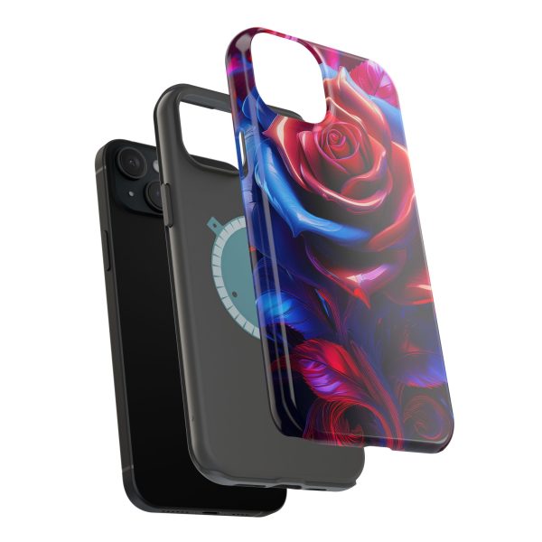 Red and Blue Rose- Custom Magnetic Tough Case for iPhone - Dual Layer Protection with MagSafe® Compatibility - Matte or Glossy Finish - Image 102