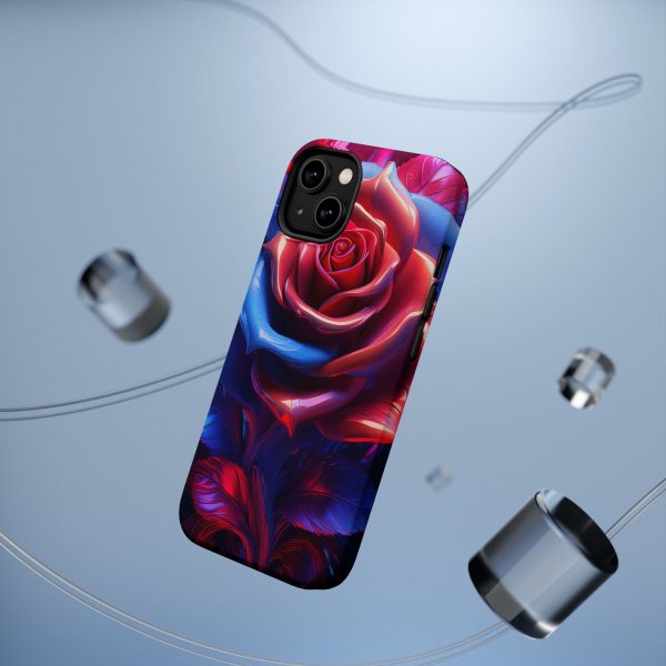 Red and Blue Rose- Custom Magnetic Tough Case for iPhone - Dual Layer Protection with MagSafe® Compatibility - Matte or Glossy Finish - Image 10