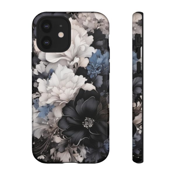 Black and White Flowers iPhone | Samsung | Samsung Galaxy | Google Pixel - Cell Phone Tough Cases - Image 31