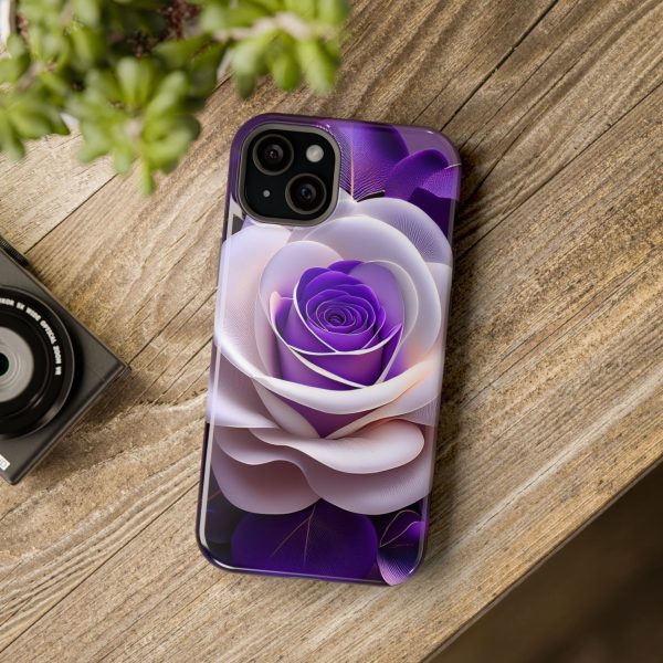 Purple and White Custom Magnetic Tough Case for iPhone - Dual Layer Protection with MagSafe® Compatibility - Matte or Glossy Finish - Image 105