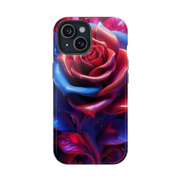 Red and Blue Rose- Custom Magnetic Tough Case for iPhone - Dual Layer Protection with MagSafe® Compatibility - Matte or Glossy Finish - Image 81