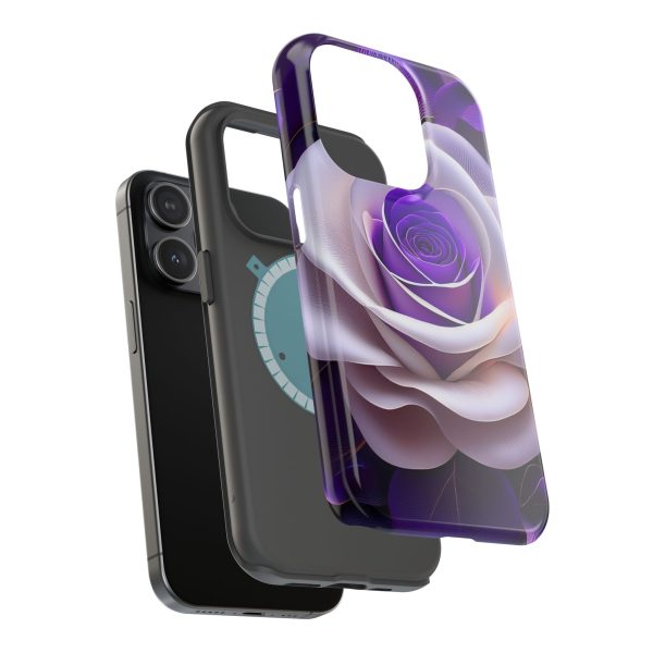 Purple and White Custom Magnetic Tough Case for iPhone - Dual Layer Protection with MagSafe® Compatibility - Matte or Glossy Finish - Image 92