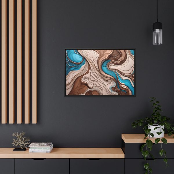 Brown and Teal Abstract BT1 Matte Canvas, Black Frame - Image 32