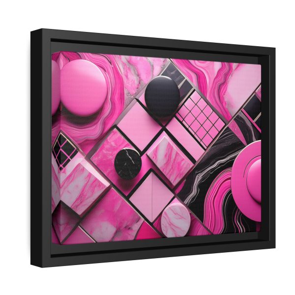 Pink And Black Abstract 2 Matte Canvas, Black Frame - Image 2