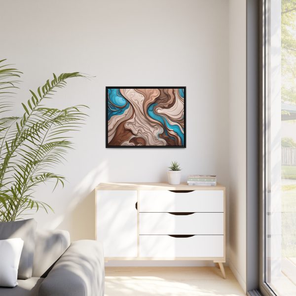 Brown and Teal Abstract BT1 Matte Canvas, Black Frame - Image 27