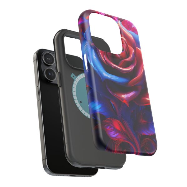 Red and Blue Rose- Custom Magnetic Tough Case for iPhone - Dual Layer Protection with MagSafe® Compatibility - Matte or Glossy Finish - Image 97