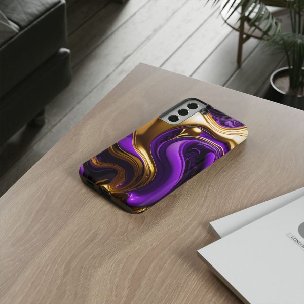 Purple and Gold Liquid iPhone | Samsung | Samsung Galaxy | Google Pixel - Cell Phone Tough Cases - Image 84