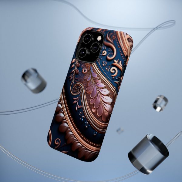 Blue Gold Paisley BRG7- Custom Magnetic Tough Case for iPhone - Dual Layer Protection with MagSafe® Compatibility - Matte or Glossy Finish - Image 35