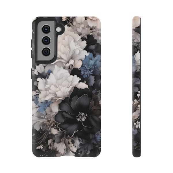 Black and White Flowers iPhone | Samsung | Samsung Galaxy | Google Pixel - Cell Phone Tough Cases - Image 51