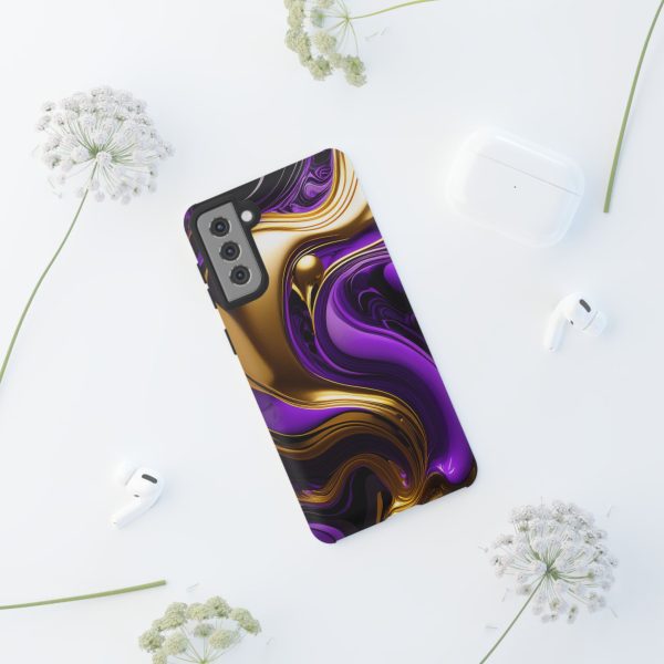 Purple and Gold Liquid iPhone | Samsung | Samsung Galaxy | Google Pixel - Cell Phone Tough Cases - Image 56