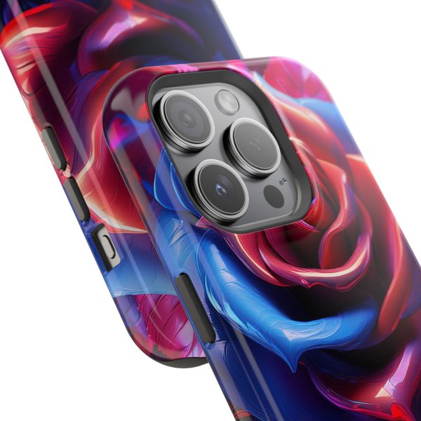 Red and Blue Rose- Custom Magnetic Tough Case for iPhone - Dual Layer Protection with MagSafe® Compatibility - Matte or Glossy Finish - Image 93