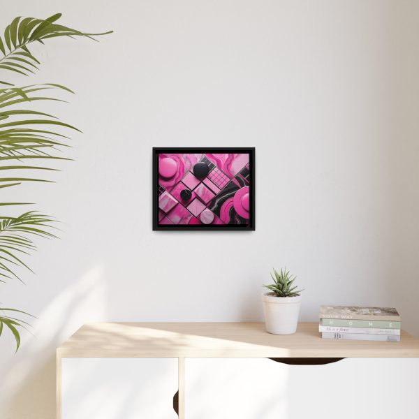 Pink And Black Abstract 2 Matte Canvas, Black Frame - Image 7