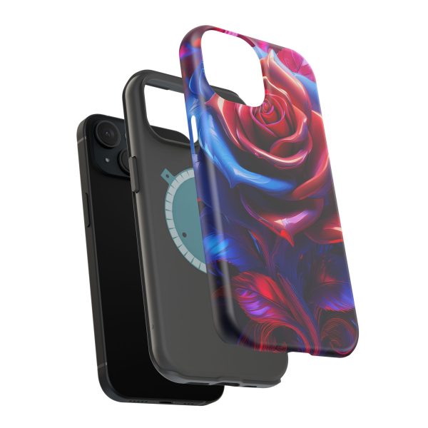 Red and Blue Rose- Custom Magnetic Tough Case for iPhone - Dual Layer Protection with MagSafe® Compatibility - Matte or Glossy Finish - Image 87