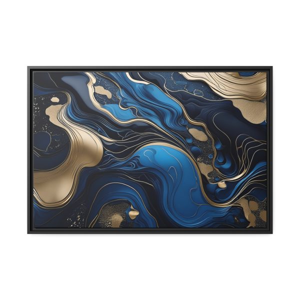 Blue Gold Abstract Art 2 Matte Canvas, Black Frame - Image 29