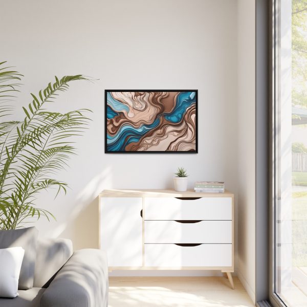 Brown and Teal Abstract BT4 Matte Canvas, Black Frame - Image 31