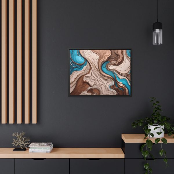 Brown and Teal Abstract BT1 Matte Canvas, Black Frame - Image 28