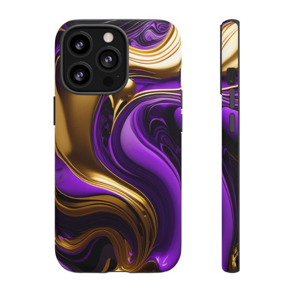 Purple and Gold Liquid iPhone | Samsung | Samsung Galaxy | Google Pixel - Cell Phone Tough Cases - Image 43