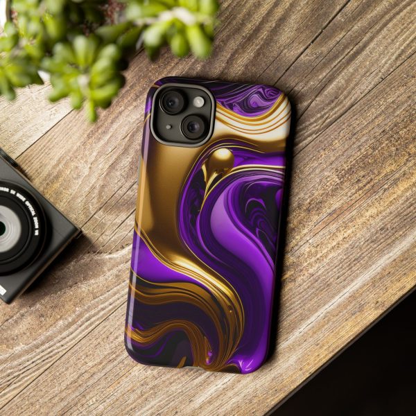 Purple and Gold Liquid iPhone | Samsung | Samsung Galaxy | Google Pixel - Cell Phone Tough Cases - Image 169