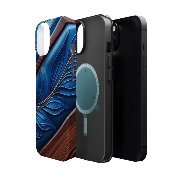 Blue Leather - Custom Magnetic Tough Case for iPhone - Dual Layer Protection with MagSafe® Compatibility - Matte or Glossy Finish - Image 48