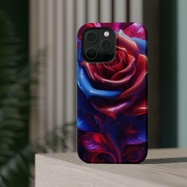 Red and Blue Rose- Custom Magnetic Tough Case for iPhone - Dual Layer Protection with MagSafe® Compatibility - Matte or Glossy Finish - Image 39