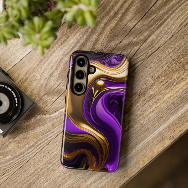 Purple and Gold Liquid iPhone | Samsung | Samsung Galaxy | Google Pixel - Cell Phone Tough Cases - Image 189