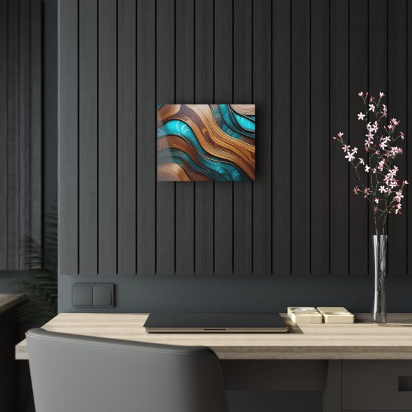 Teal and Wood Grain Acrylic Prints - Image 4