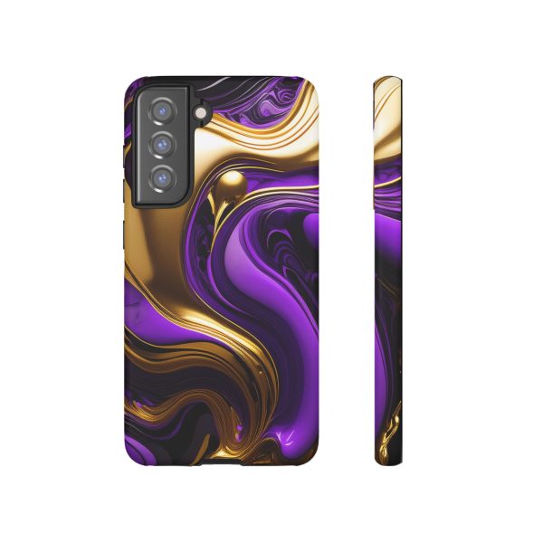 Purple and Gold Liquid iPhone | Samsung | Samsung Galaxy | Google Pixel - Cell Phone Tough Cases - Image 75