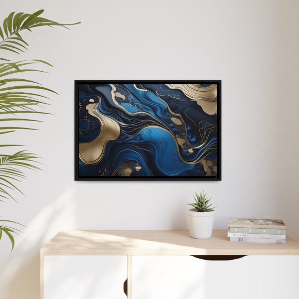 Blue Gold Abstract Art 2 Matte Canvas, Black Frame - Image 23