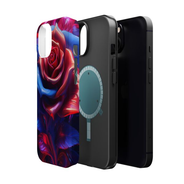 Red and Blue Rose- Custom Magnetic Tough Case for iPhone - Dual Layer Protection with MagSafe® Compatibility - Matte or Glossy Finish - Image 47