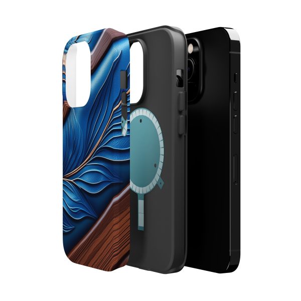 Blue Leather - Custom Magnetic Tough Case for iPhone - Dual Layer Protection with MagSafe® Compatibility - Matte or Glossy Finish - Image 18