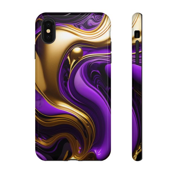 Purple and Gold Liquid iPhone | Samsung | Samsung Galaxy | Google Pixel - Cell Phone Tough Cases - Image 11