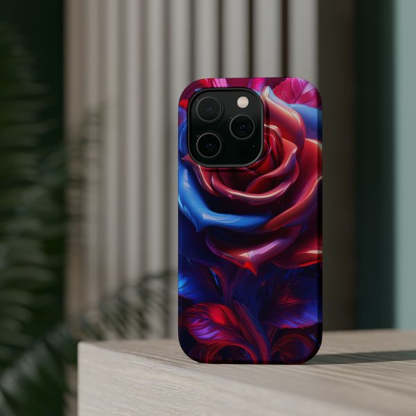 Red and Blue Rose- Custom Magnetic Tough Case for iPhone - Dual Layer Protection with MagSafe® Compatibility - Matte or Glossy Finish - Image 19