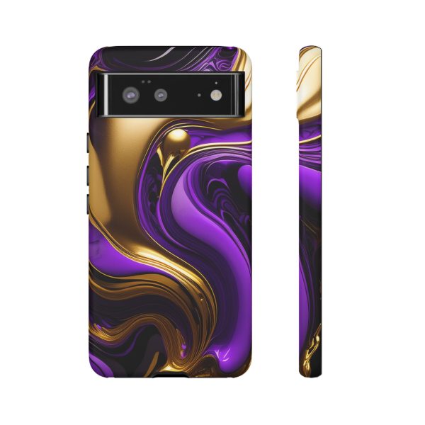 Purple and Gold Liquid iPhone | Samsung | Samsung Galaxy | Google Pixel - Cell Phone Tough Cases - Image 67