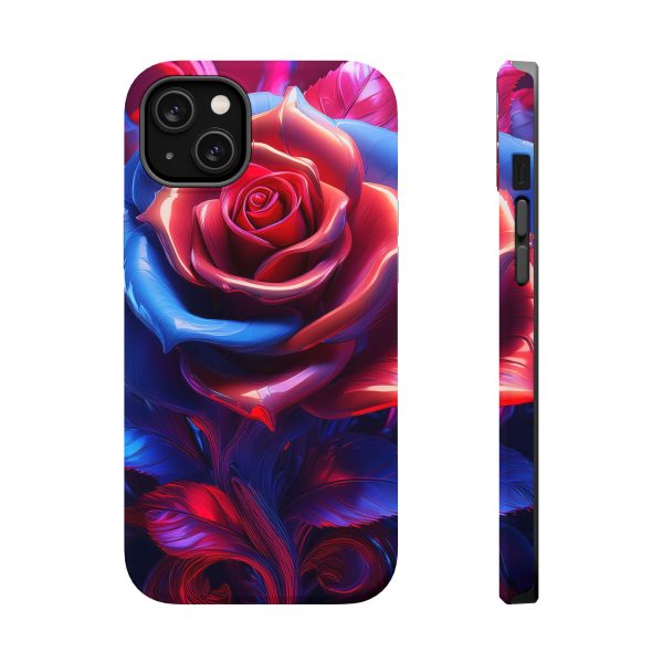 Red and Blue Rose- Custom Magnetic Tough Case for iPhone - Dual Layer Protection with MagSafe® Compatibility - Matte or Glossy Finish - Image 26