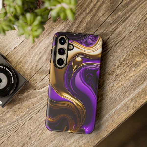 Purple and Gold Liquid iPhone | Samsung | Samsung Galaxy | Google Pixel - Cell Phone Tough Cases - Image 204