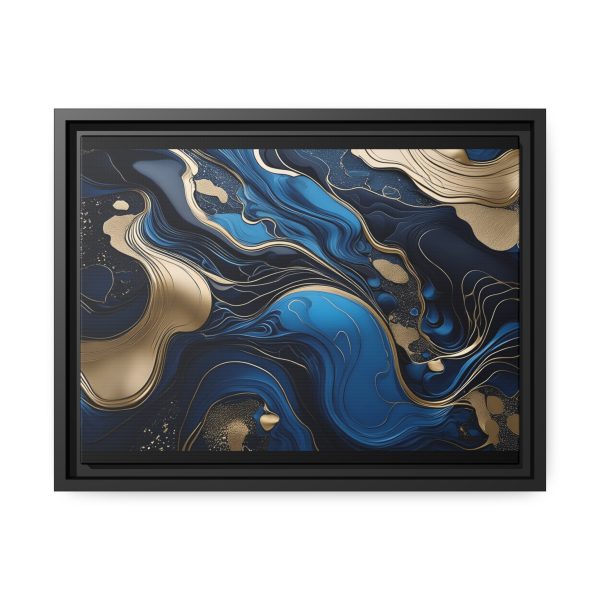 Blue Gold Abstract Art 2 Matte Canvas, Black Frame - Image 9