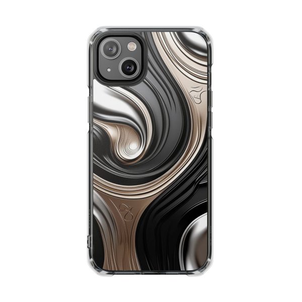 Black and Gold iPhone 15's |14's Magnetic Clear Impact Cases - Image 37