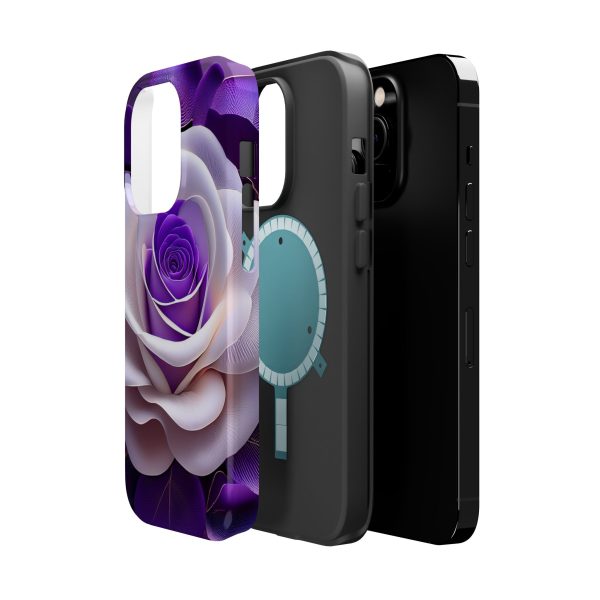 Purple and White Custom Magnetic Tough Case for iPhone - Dual Layer Protection with MagSafe® Compatibility - Matte or Glossy Finish - Image 12