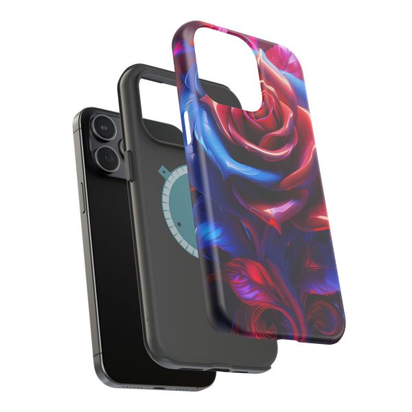 Red and Blue Rose- Custom Magnetic Tough Case for iPhone - Dual Layer Protection with MagSafe® Compatibility - Matte or Glossy Finish - Image 117