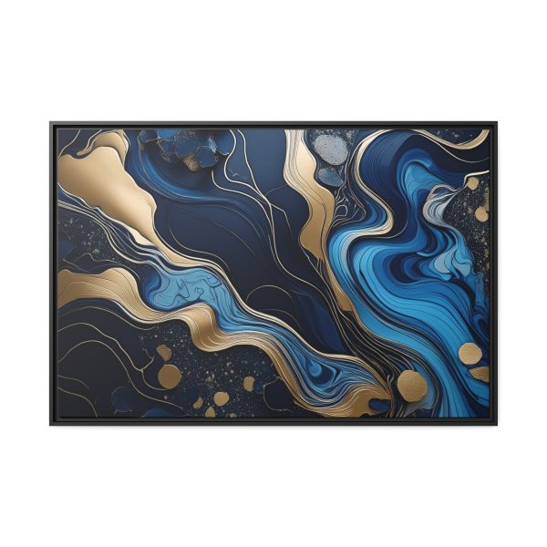 Blue Gold Abstract Art 1 Matte Canvas, Black Frame - Image 37